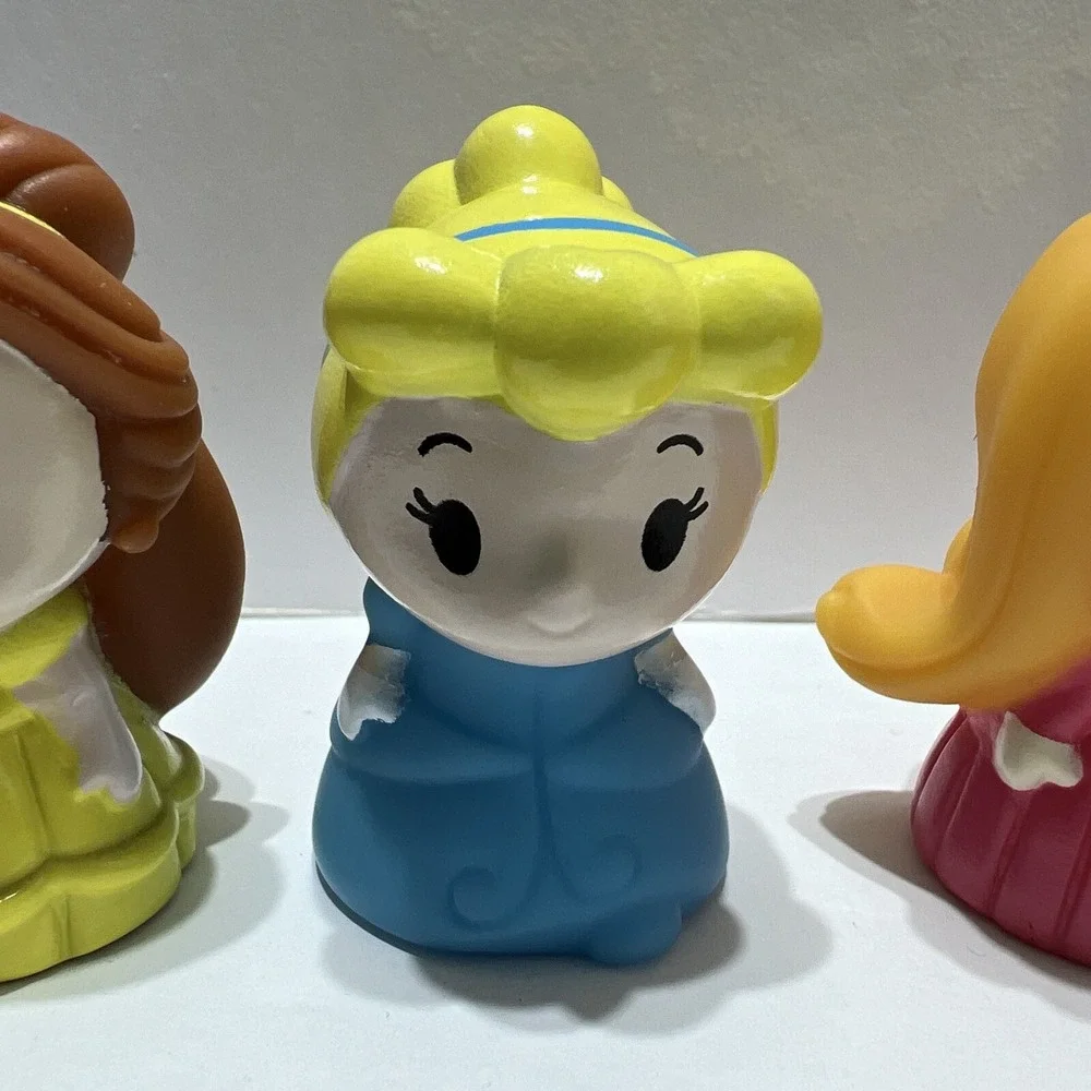 Disney Princess Vinyl Finger Bath Puppets Ariel Belle Jasmine Cinderella Aurora‎